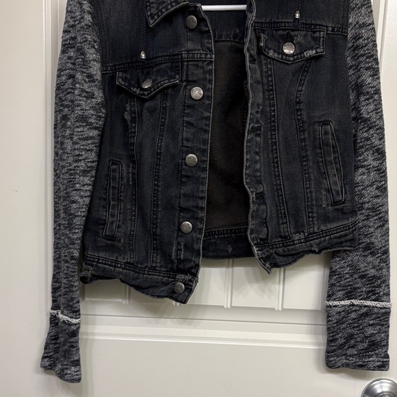 Free People Distressed Black and Gray Women's Jacket - Picture 3 of 10